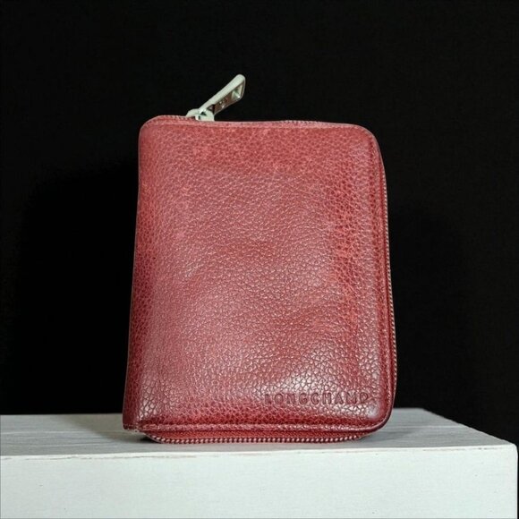 LONGCHAMP Leather Zip Wallet ID Card Holder Organizer Bifold Purse Compartment - Picture 13 of 15